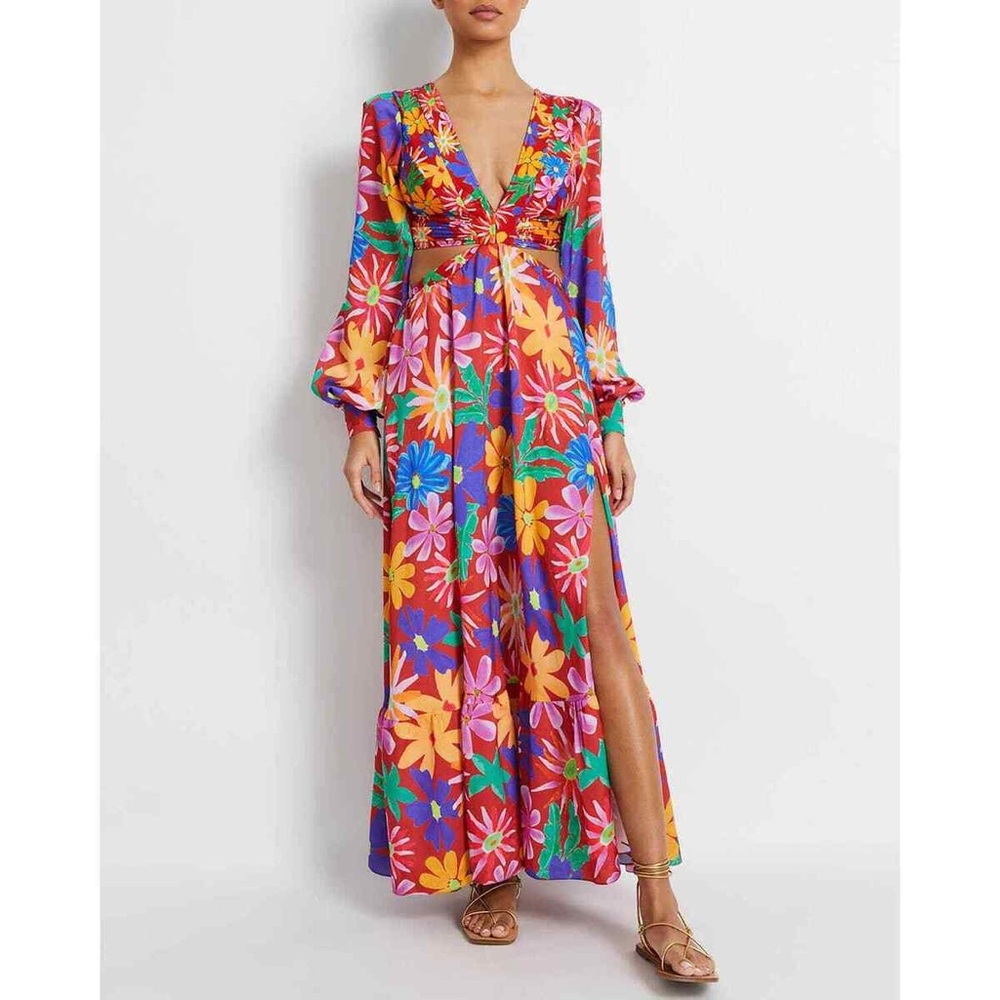 PatBo Aster Floral Cutout Maxi Dress Size M